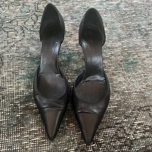 chic black leather balenciaga kitten heels